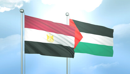 Palestine and Egypt Flag Together A Concept of Relations