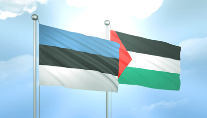 Palestine and Estonia Flag Together A Concept of Relations