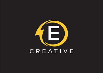 Minimal and professional Letter E thunder logo design template