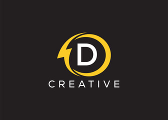 Minimal and professional Letter D thunder logo design template
