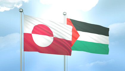 Palestine and Greenland Flag Together A Concept of Relations