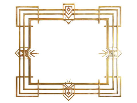 Elegant gold art deco frame with geometric patterns, perfect for vintage-inspired designs and projects.
