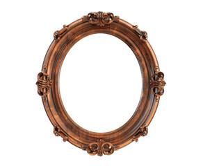 Elegant vintage oval wooden picture frame with intricate carvings and a classic design, perfect for art and photography displays.