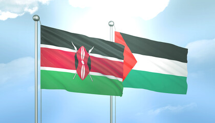Palestine and Kenya Flag Together A Concept of Relations