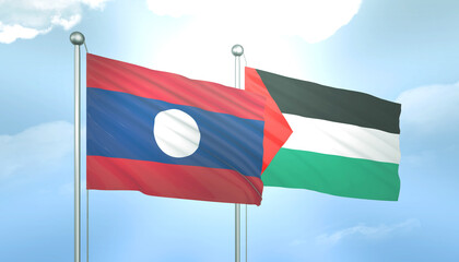 Palestine and Laos Flag Together A Concept of Relations