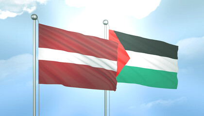 Palestine and Latvia Flag Together A Concept of Relations