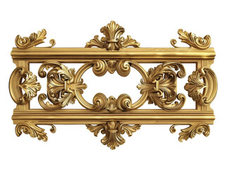 Intricate golden baroque ornament with ornate details, suitable for design, decoration, or historical themed projects.