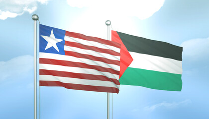 Palestine and Liberia Flag Together A Concept of Relations