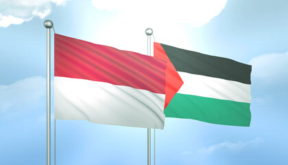 Palestine and Monaco Flag Together A Concept of Relations