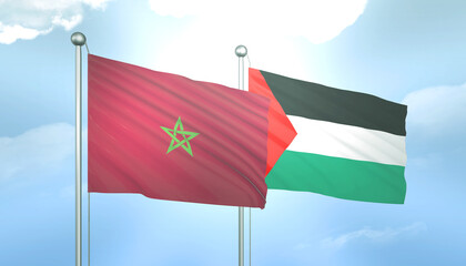 Palestine and Morocco Flag Together A Concept of Relations