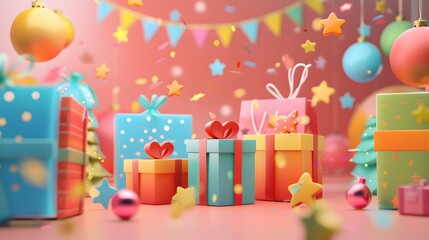 Cartoonish sale ad, July 7 discount, animated price tags, festive background, shopping icons