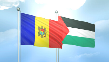 Palestine and Moldova Flag Together A Concept of Relations