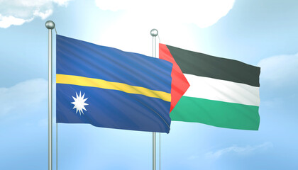 Palestine and Nauru Flag Together A Concept of Relations
