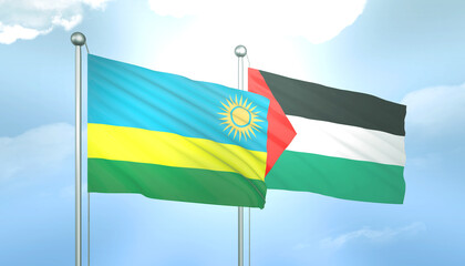 Palestine and Rwanda Flag Together A Concept of Relations