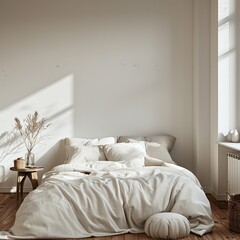 interior of bedroom in front of empty wall