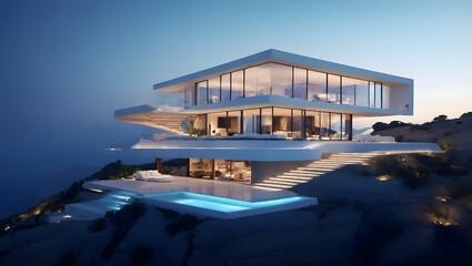 Fototapeta premium 3d rendering of modern cozy house, illustration