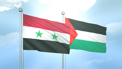 Palestine and Syria Flag Together A Concept of Relations