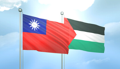 Palestine and Taiwan Flag Together A Concept of Relations