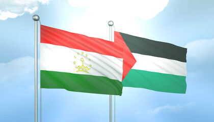 Palestine and Tajikistan Flag Together A Concept of Relations