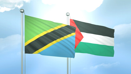 Palestine and Tanzania Flag Together A Concept of Relations