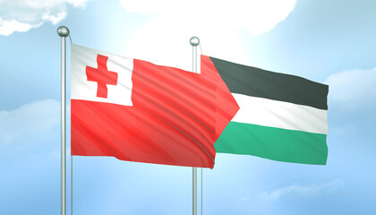 Palestine and Tonga Flag Together A Concept of Relations