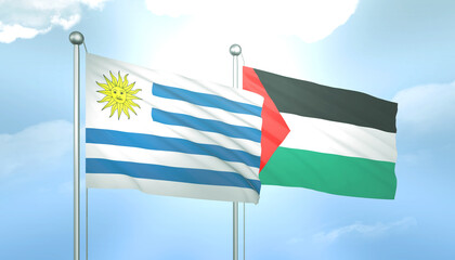 Palestine and Uruguay Flag Together A Concept of Relations