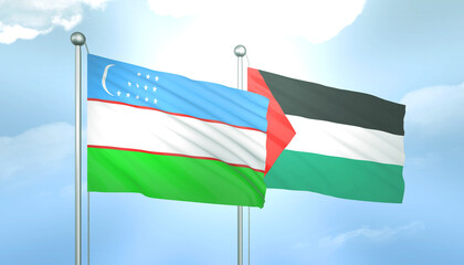 Palestine and Uzbekistan Flag Together A Concept of Relations
