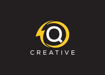 Minimal and professional Letter Q thunder logo design template