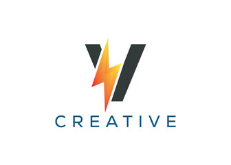 Minimal and professional Letter V thunder logo design template
