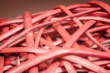 red wooden rattan macro close up
