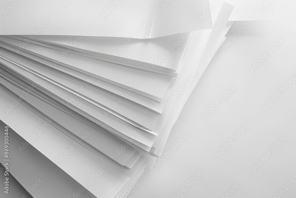 Poster a pile of folded white papers sitting on a table