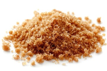 A heap of brown sugar sits atop a white surface, perfect for baking or decorating