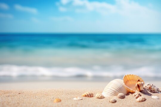 Summer beach background seashell invertebrate shoreline.