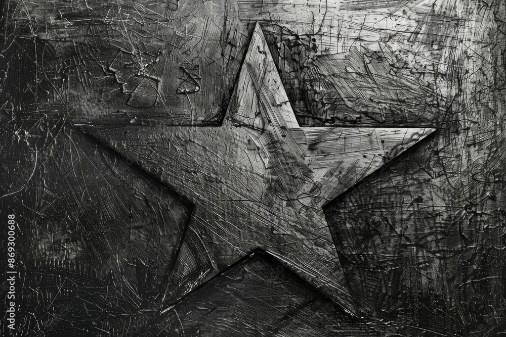 Sticker A black and white photo of a single star against a dark background