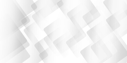 Fototapeta premium Abstract white background design with layers of textured white transparent material in triangle and squares shapes. White color technology concept geometric line vector white light grey background.