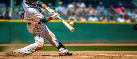 Baseball Player Swinging Bat During Game
