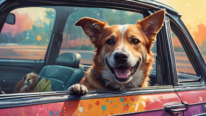 dog in car's window