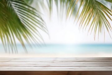 Tropical beach wooden deck background