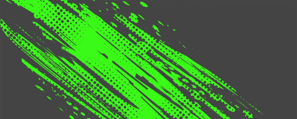 Abstract Sports Background with Green and Gray Brush Texture and Halftone Effect. Grunge Background for Banner or Poster Design