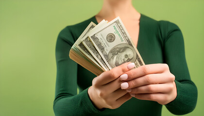 woman hand holding money