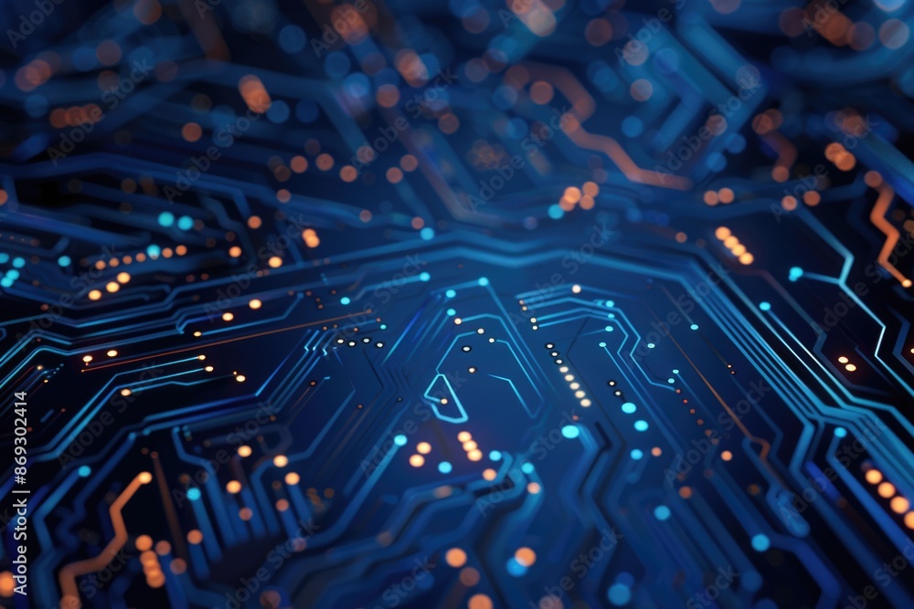 Poster high-quality image of electronic components and wiring on a circuit board