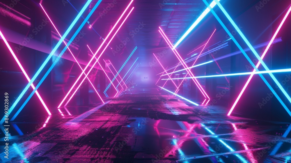 Poster render of an abstract futuristic speed neon light trail. another rendering of an abstract futuristic