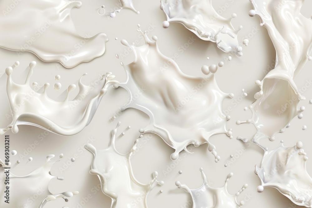 Poster a close-up view of a large amount of milk on a table, great for use in food and beverage related con