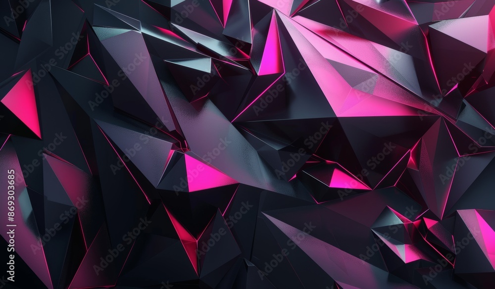 Poster three-dimensional rendering of a chaos surface. contemporary background with a futuristic polygonal 