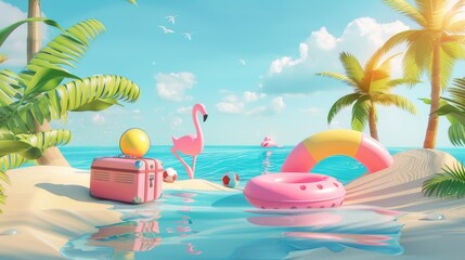 Obraz premium The mock-up scene is a beach and sea scene with empty podium displays and minimal elements.