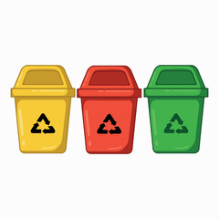 illustration art colorful recycling bins bundle sticker design