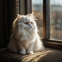 Portrait of beautiful cat exploring. Generative Ai