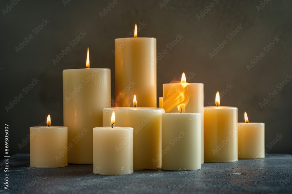 Poster a group of candles placed on a table