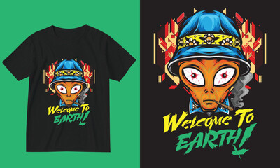 New sci-fi T-shirt design. Welcome to earth.