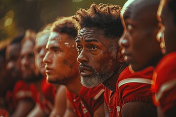 Fototapeta premium Focused Football Players Waiting On The Sideline